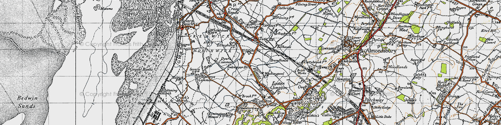 Old map of Marsh Common in 1946