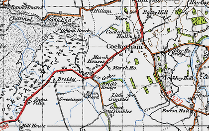 Old map of Breck's Bridge in 1947
