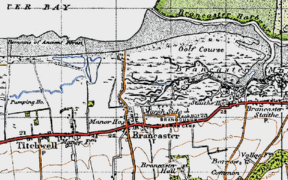 Old map of Brancaster Harbour in 1946