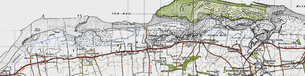 Old map of Brancaster Bay in 1946
