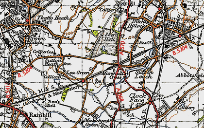 Old map of Lea Green Sta in 1947