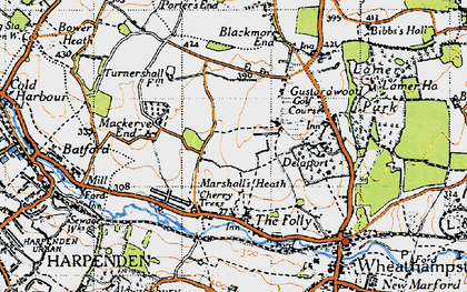 Old map of Marshalls Heath in 1946