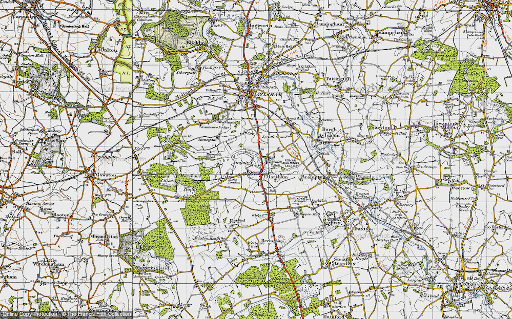 Old Map of Marsham, 1945 in 1945