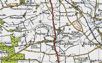 Old map of Marsham in 1945