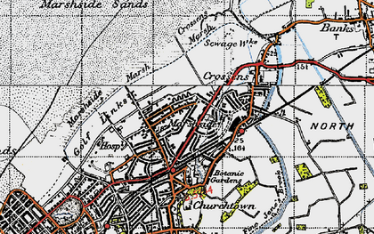 Old map of Marshside in 1947
