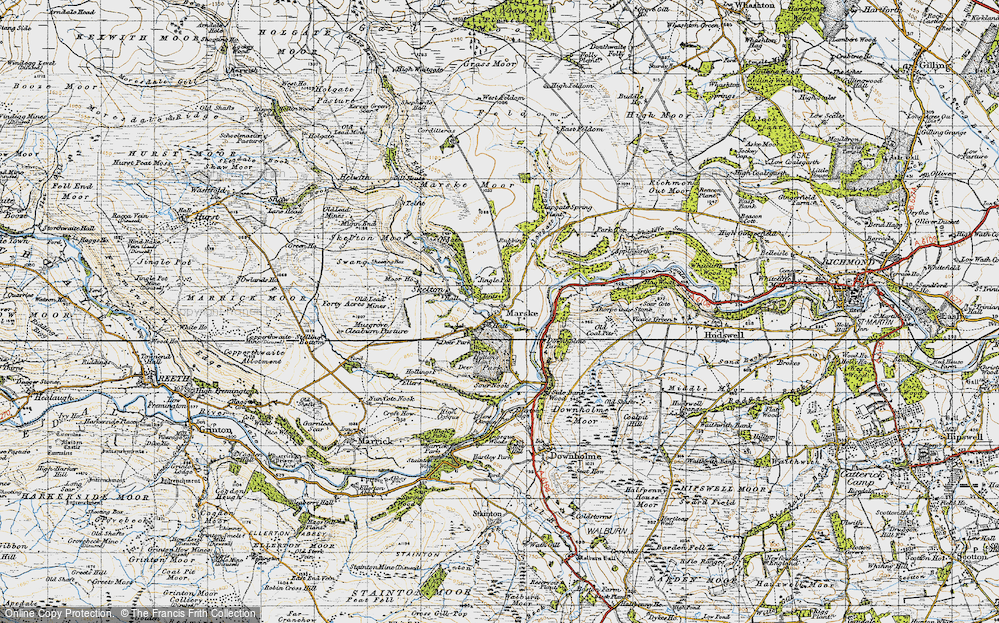 Old Map of Historic Map covering Bushy Park in 1947