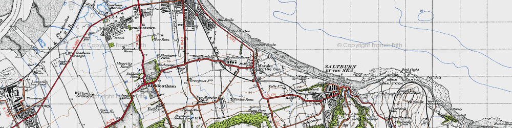 Old map of Marske-By-The-Sea in 1947