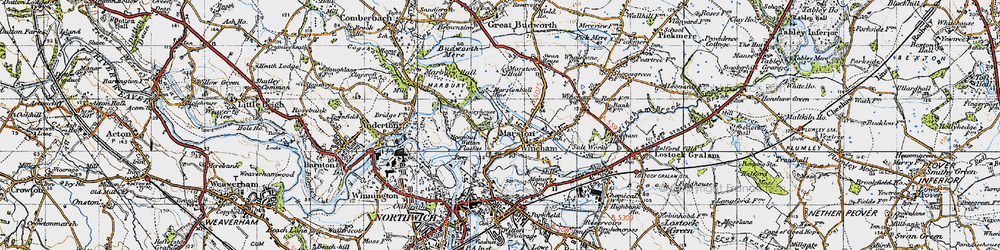 Old map of Marston in 1947