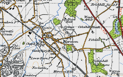Old map of Marston Green in 1947
