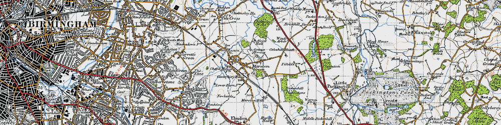 Old map of Marston Green in 1947