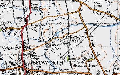 Old map of Marston Jabbett in 1946