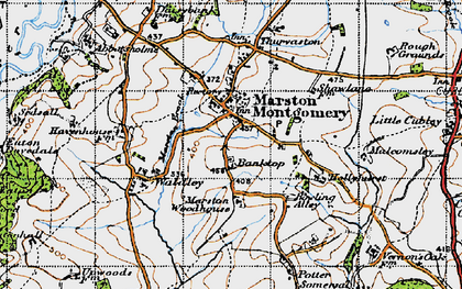Old map of Marston Montgomery in 1946