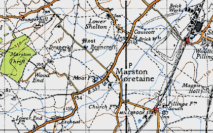 Old map of Marston Moretaine in 1946