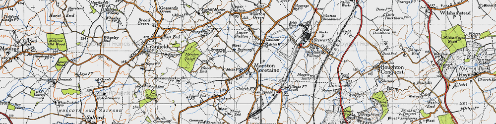 Old map of Marston Moretaine in 1946
