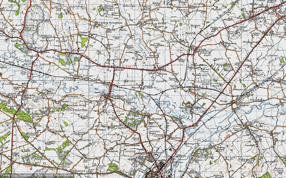 Old Map of Marston on Dove, 1946 in 1946