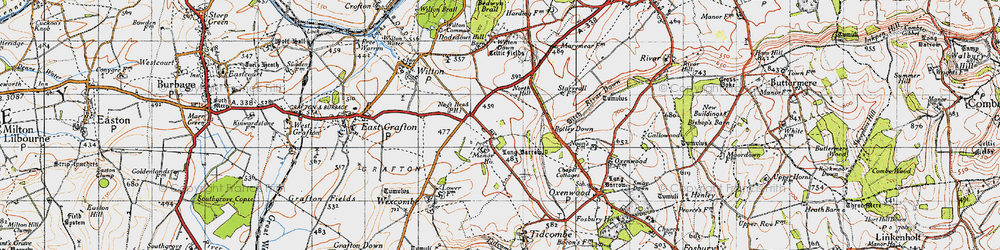 Old map of Bedwyn Brail in 1940