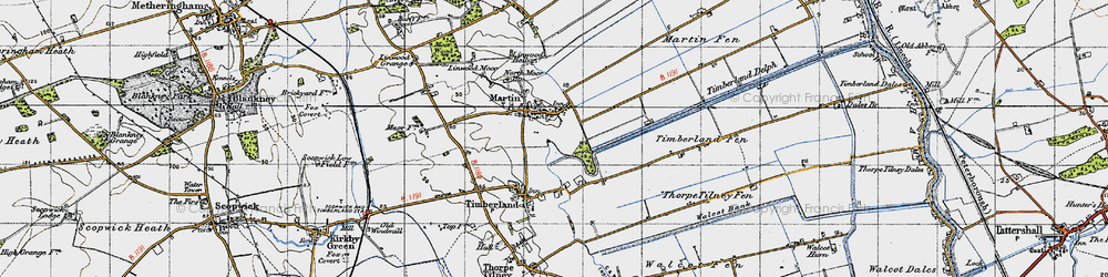 Old map of Martin in 1946