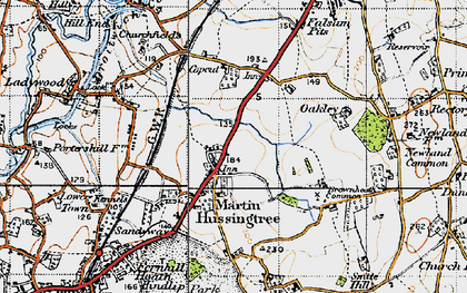Old map of Martin Hussingtree in 1947