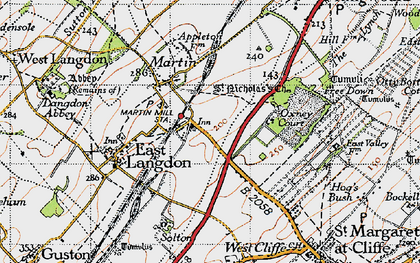 Old map of Martin Mill in 1947
