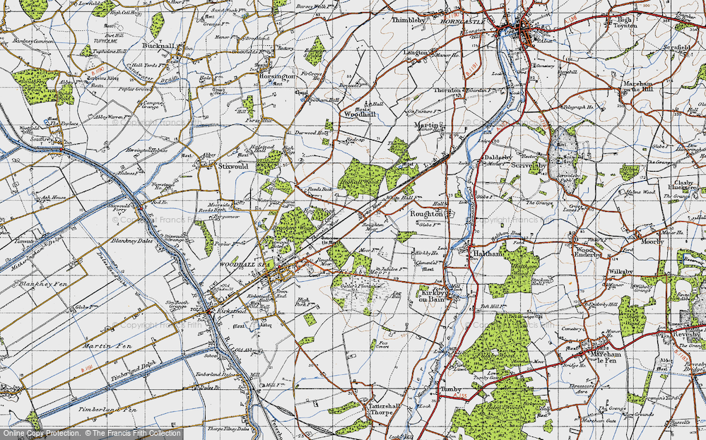Old Map of Historic Map covering Bracken Wood in 1946