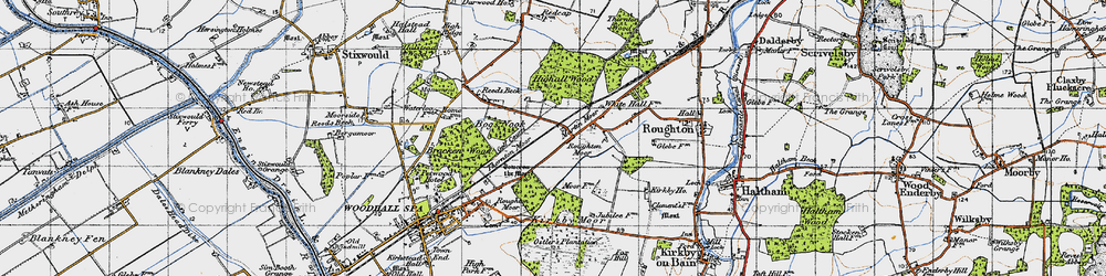 Old map of Bracken Wood in 1946