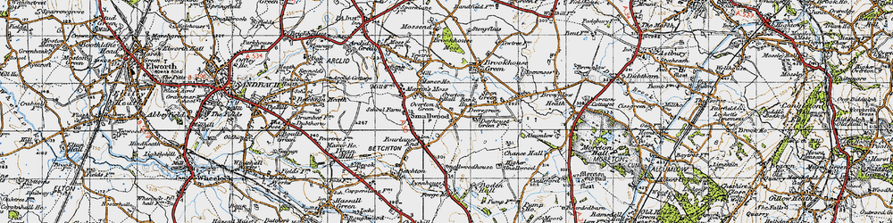 Old map of Martin's Moss in 1947