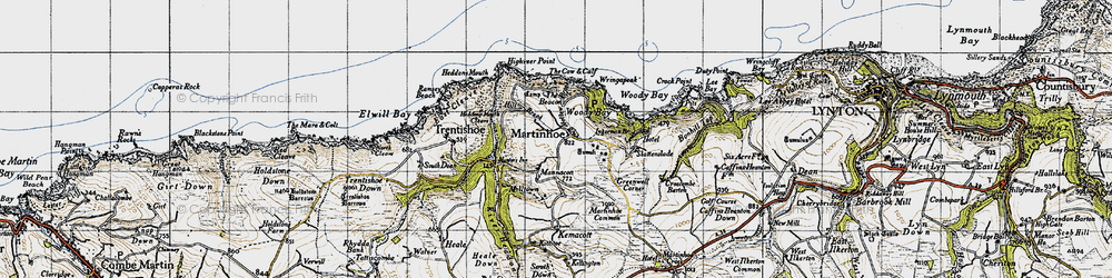 Old map of Martinhoe in 1946