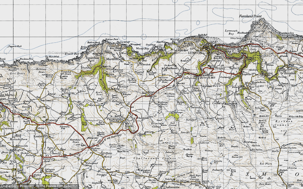 Old Map of Martinhoe Cross, 1946 in 1946