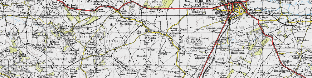 Old map of Bradford Down in 1945