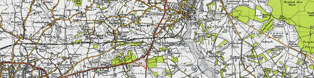 Old map of Martlesham in 1946