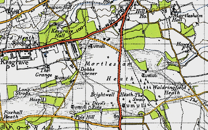 Old map of Martlesham Heath in 1946