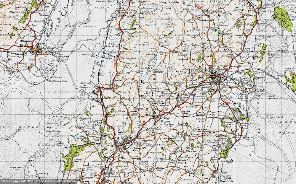 Old Map of Historic Map covering Ewe Dale in 1947