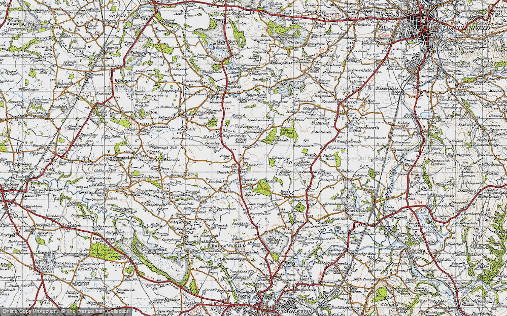 Old Map of Historic Map covering Tidnock Wood in 1947