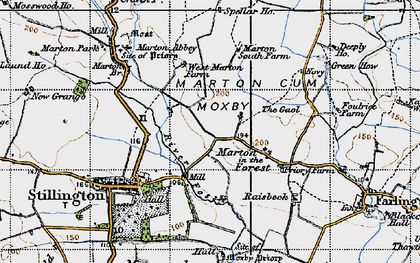 Old map of Marton-in-the-Forest in 1947