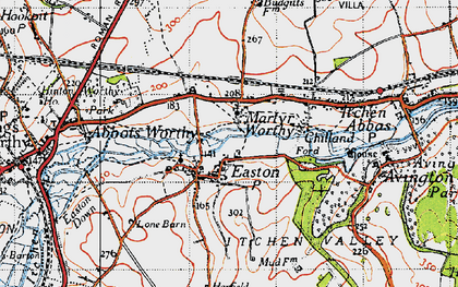 Old map of Martyr Worthy in 1945
