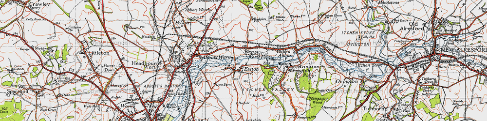 Old map of Worthy Park Ho (Sch) in 1945