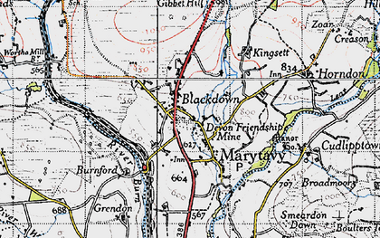 Old map of Blackdown in 1946