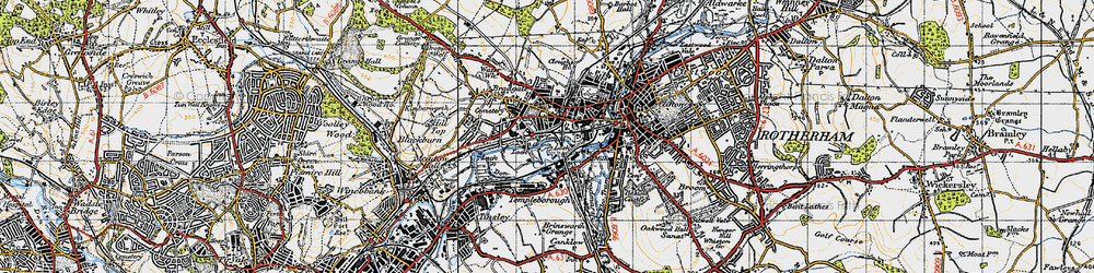 Old map of Masbrough in 1947