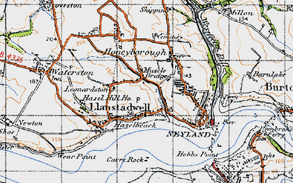 Old map of Mascle Bridge in 1946