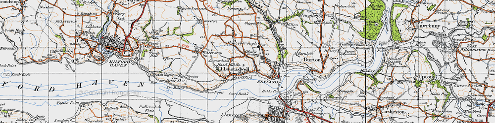 Old map of Mascle Bridge in 1946