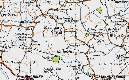 Old map of Mashbury in 1946