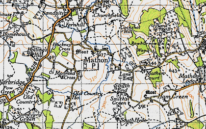 Old map of Mathon in 1947