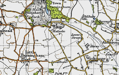 Old map of Matlaske in 1945