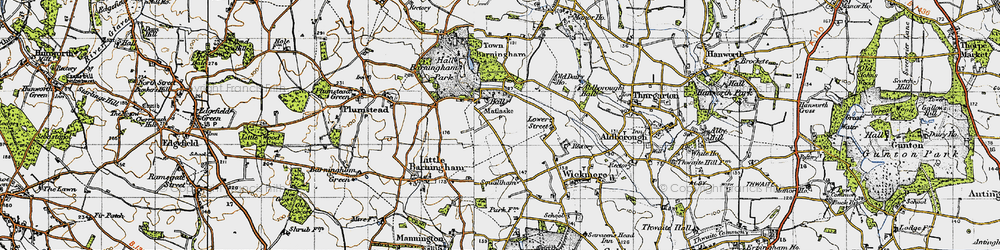 Old map of Matlaske in 1945