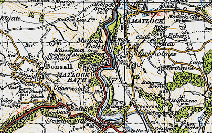 Old map of Matlock Bath in 1947