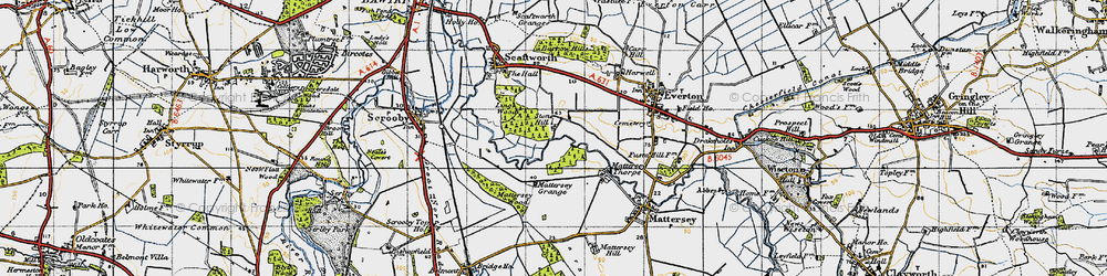 Old map of Mattersey Thorpe in 1947