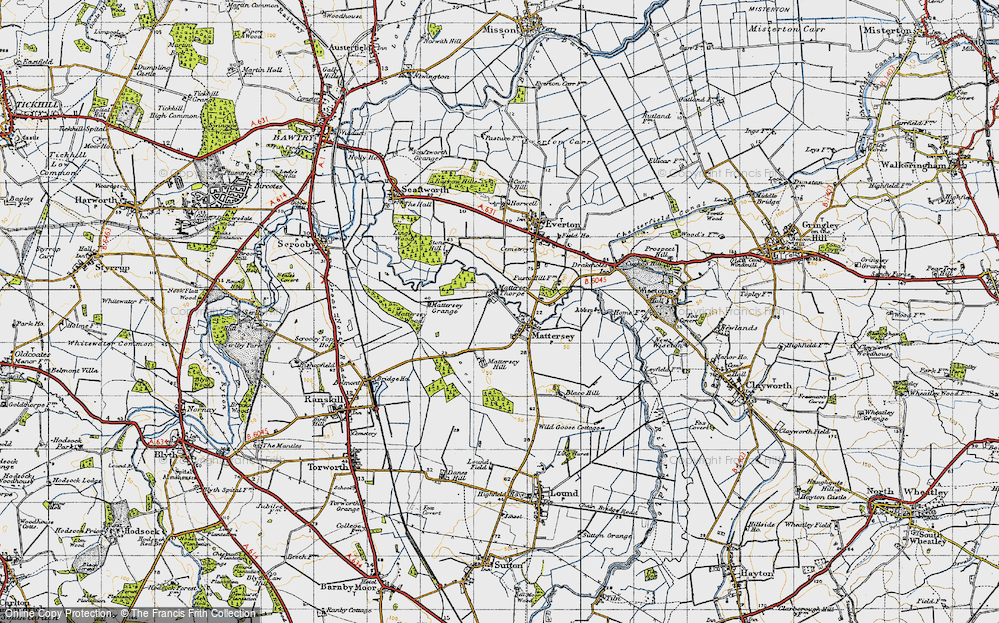 Old Map of Historic Map covering Blaco Hill in 1947