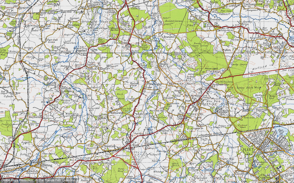 Old Map of Mattingley, 1940 in 1940