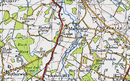 Old map of Mattingley in 1940