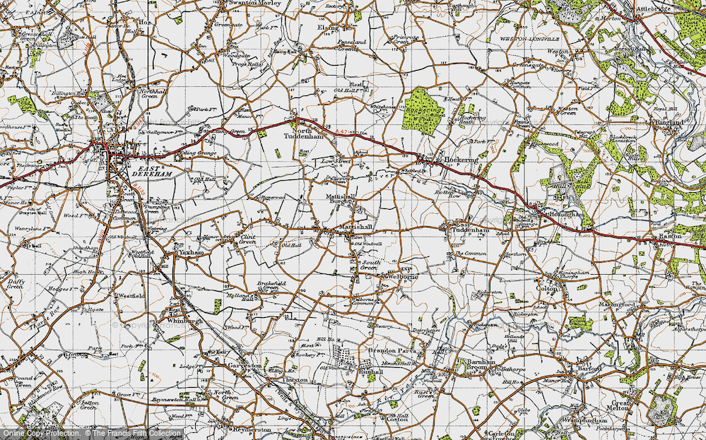 Old Map of Mattishall, 1946 in 1946